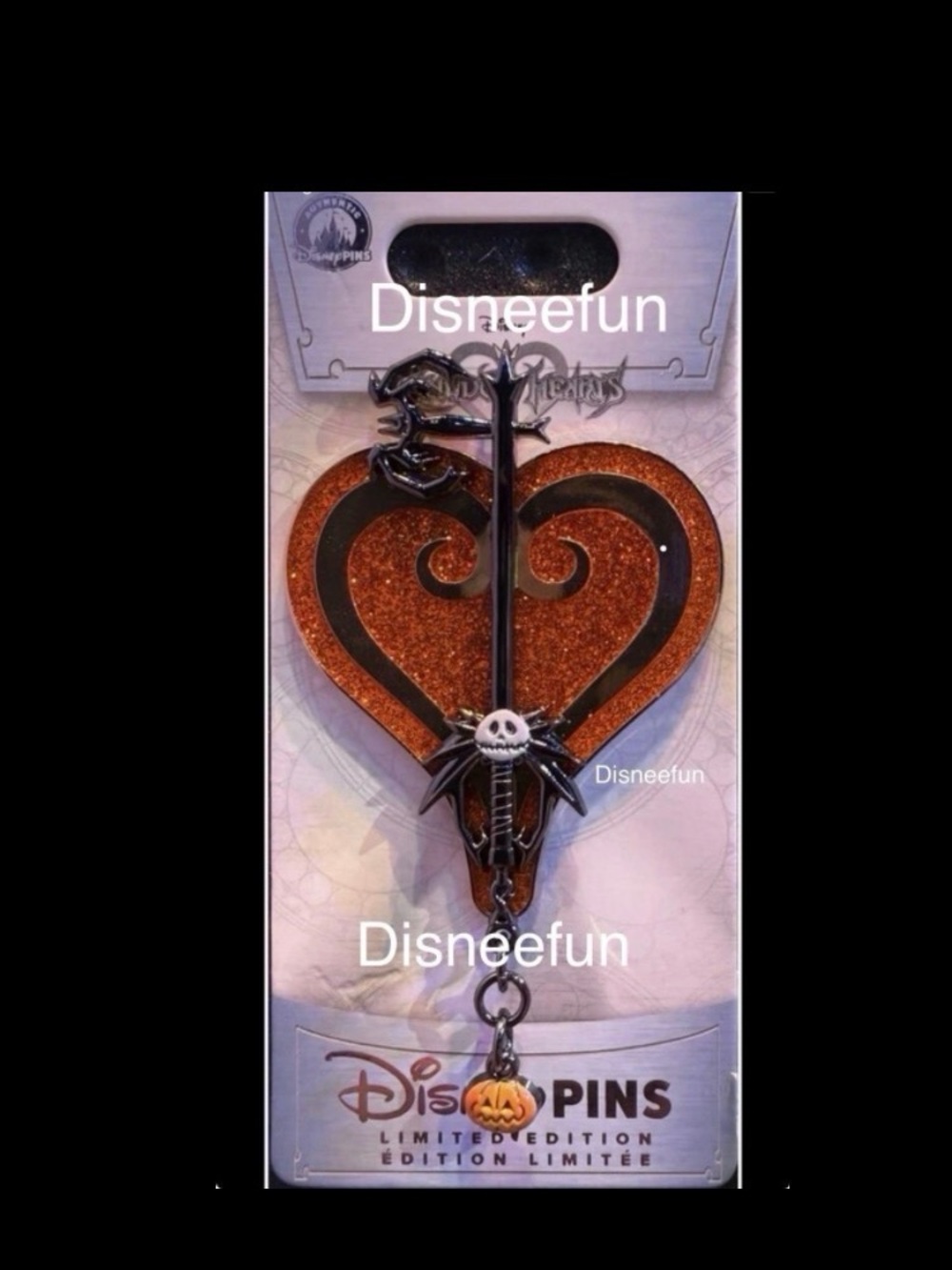 Disney park’s kingdom hearts pumpkin key blade Pin with Jack Skellington  new